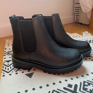 New Black Chelsea Elastic Lug Ankle Boots Bootie